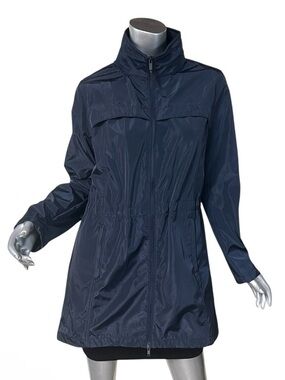 Mondetta Women’s Windbreaker Hooded Full Zip Rain Outdoor Jacket Navy MEDIUM